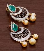 White Gold Plated Brass Made Diamond Embellished Designer Danglers 216ED113