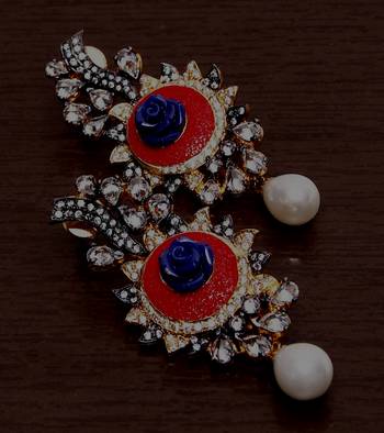 White Gold Plated Brass Made Diamond Embellished Designer Danglers 216ED125 1