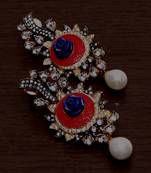 White Gold Plated Brass Made Diamond Embellished Designer Danglers 216ED125