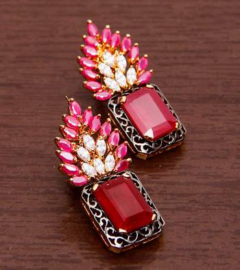 White Gold Plated Brass Made Diamond Embellished Designer Danglers 216ED129 1