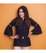 Black Khadi Cotton Gota Patti Top
