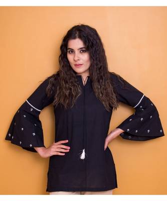 Black Khadi Cotton Gota Patti Top 2