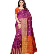 Purple woven chanderi saree with blouse