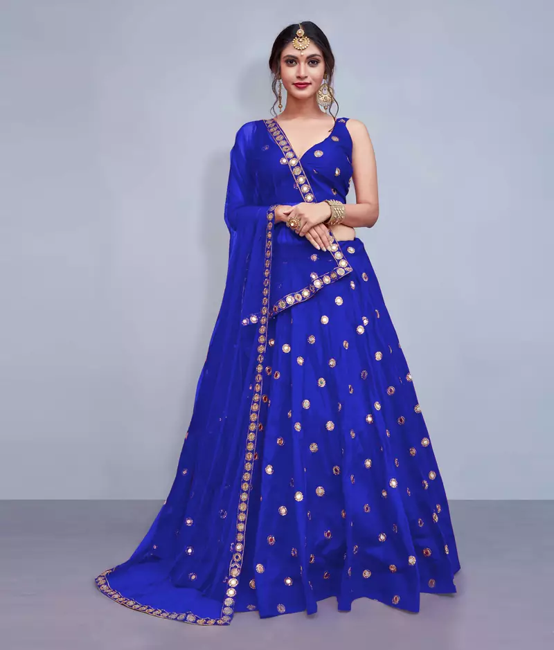 Meghalaya Royal Blue Art Silk Lehenga Choli Set