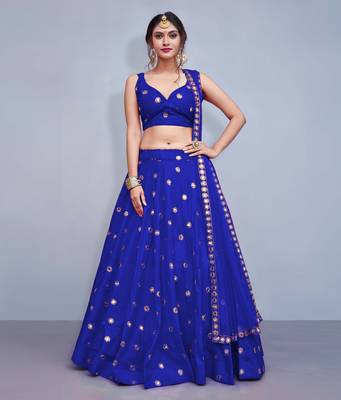 Meghalya Royal Blue Art Silk Lehenga Choli Set 2