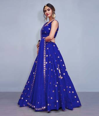 Meghalya Royal Blue Art Silk Lehenga Choli Set 4