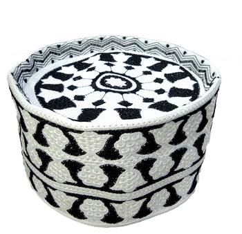 black and white islamic Barkati topi 1