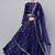 Navy Blue Mirror Work Art Silk Semi Stitched Indian Party Lehenga Dress