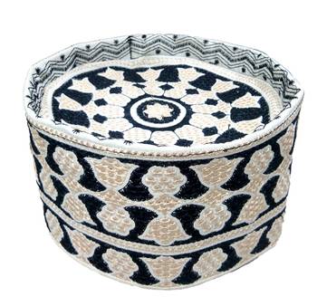 white and dark blue islamic barkati crown cap 1