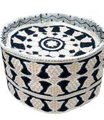 white and dark blue islamic barkati crown cap