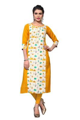 Multicolor Printed Flex Cotton Straight kurti 1