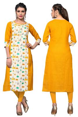 Multicolor Printed Flex Cotton Straight kurti 5