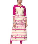 Pink Printed Flex Cotton Straight Kurti