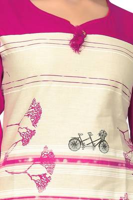 Pink Printed Flex Cotton Straight Kurti 4