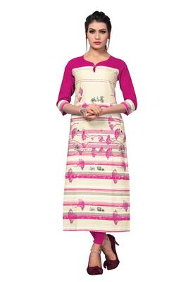 Pink Printed Flex Cotton Straight Kurti 6