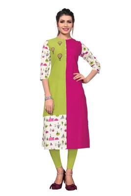 Multicolor Printed Cotton Straight kurti 1