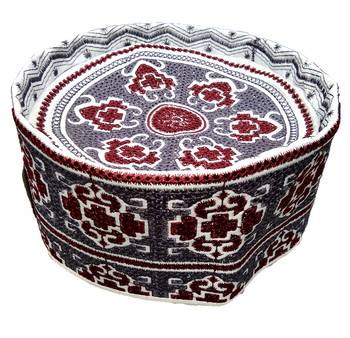 Grey and maroon hand woven  barkati topi 1