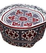 Grey and maroon hand woven  barkati topi