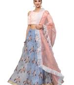 Pink Art Silk Embroidered Semi Stitched Lehenga With Unstitched Blouse & Dupatta