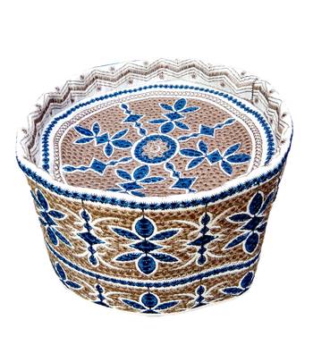 Blue rhombus embroidrered Barkati topi  1