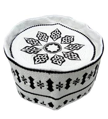 black and white islamic crown cap 1