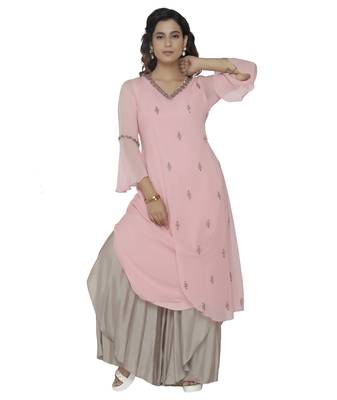 pink embroidered georgette dresses 1
