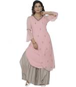 pink embroidered georgette dresses