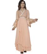 orange embroidered georgette dresses