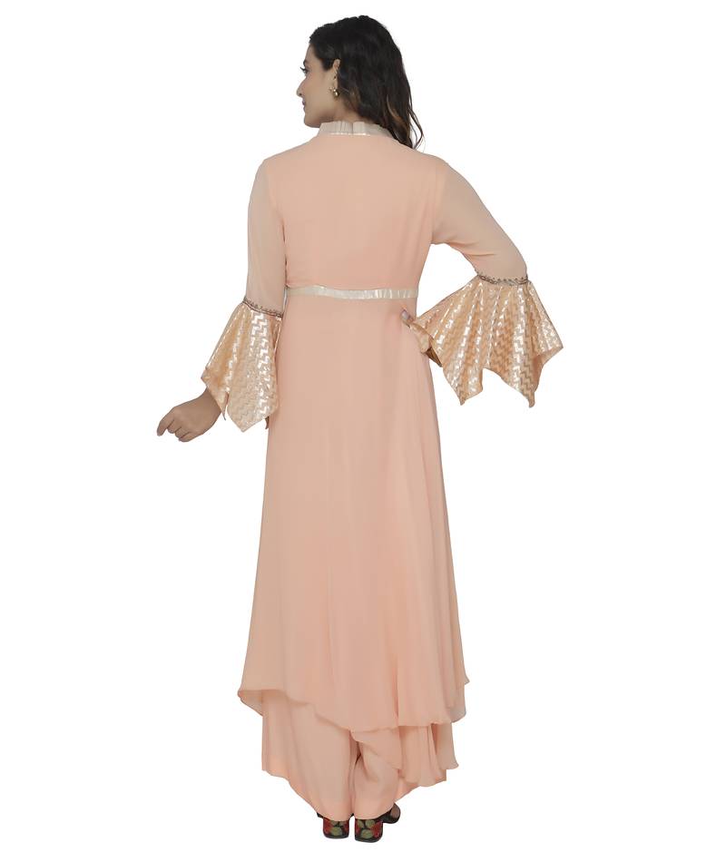 orange embroidered georgette dresses