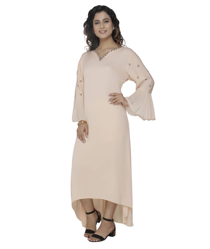 cream embroidered georgette dresses