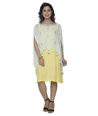 yellow embroidered georgette dresses 1