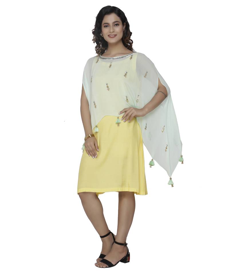 yellow embroidered georgette dresses