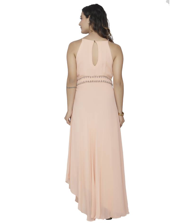 cream embroidred georgette stitched party wear gown