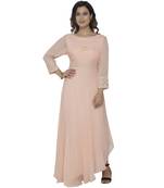 peach embroidred georgette stitched party wear gown