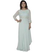 bsea green embroidred georgette stitched party wear gown