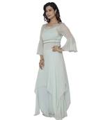 blue embroidred georgette stitched party wear gown