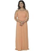 peach embroidred georgette stitched party wear gown