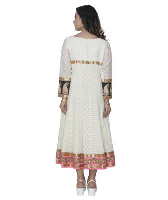 white embroidred cotton stitched party wear anarkali 2