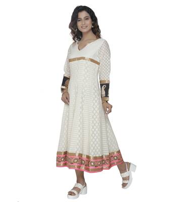 white embroidred cotton stitched party wear anarkali 3