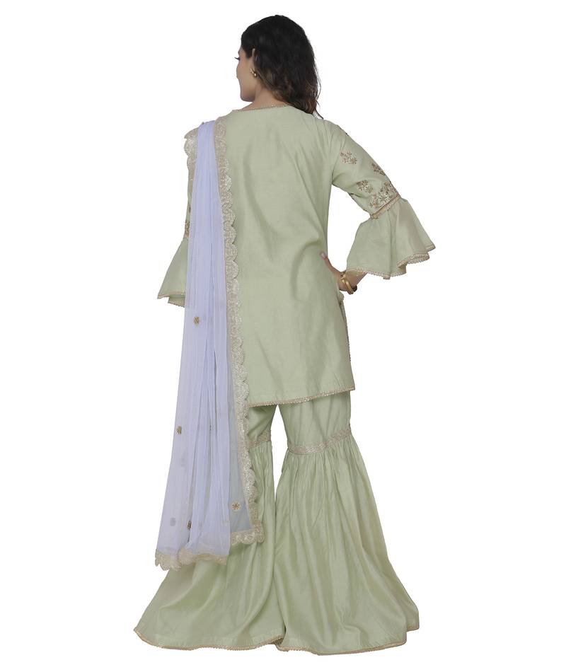 pista embroidered chanderi stitched sharara