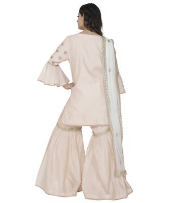 cream embroidered chanderi stitched sharara 2