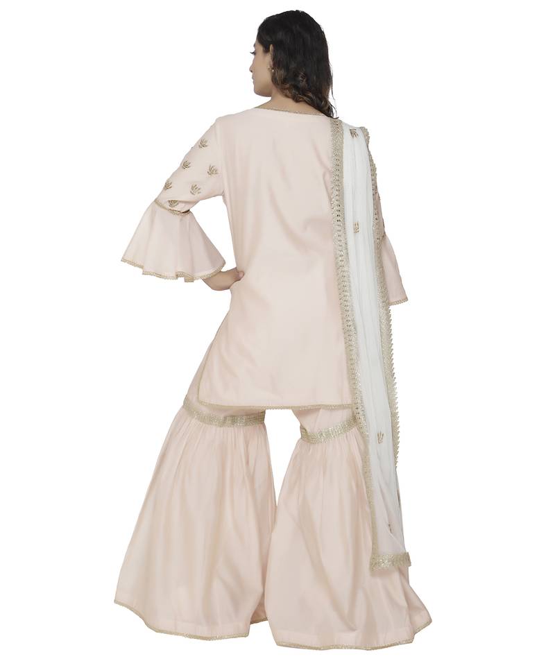 cream embroidered chanderi stitched sharara