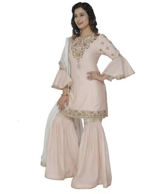 cream embroidered chanderi stitched sharara 3