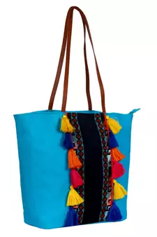 Anekaant Hoist Blue canvas and Jacquard tote bag