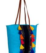 Anekaant Hoist Blue canvas and Jacquard tote bag