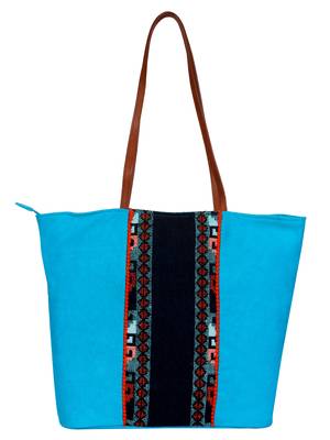 Anekaant Hoist Blue canvas and Jacquard tote bag 2