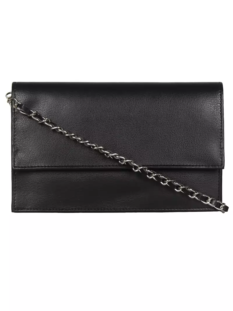 Anekaant Furbish Black leatherette Sling Bag