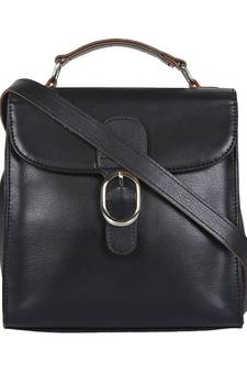 Anekaant Furbish Black leatherette Sling Bag