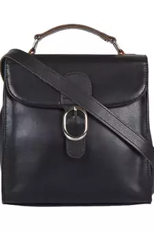 Anekaant Furbish Black leatherette Sling Bag