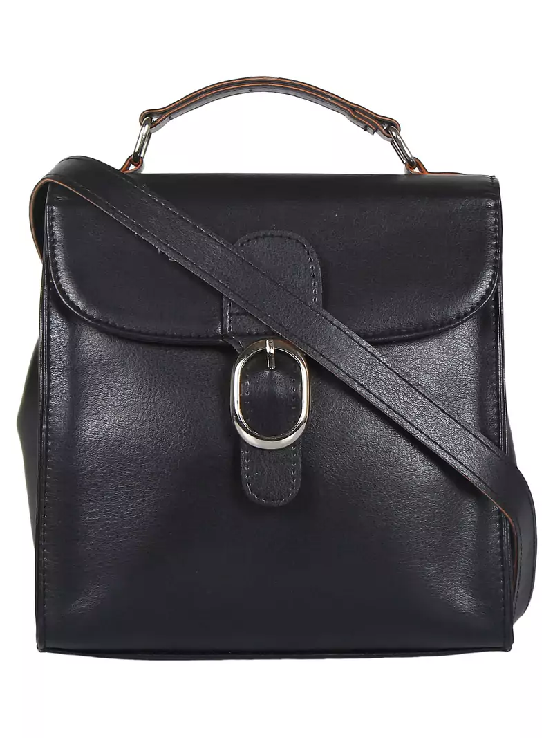 Anekaant Furbish Black leatherette Sling Bag